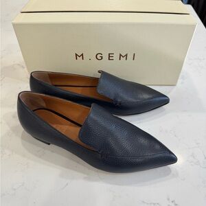 M. Gemi Navy Leather Loafers